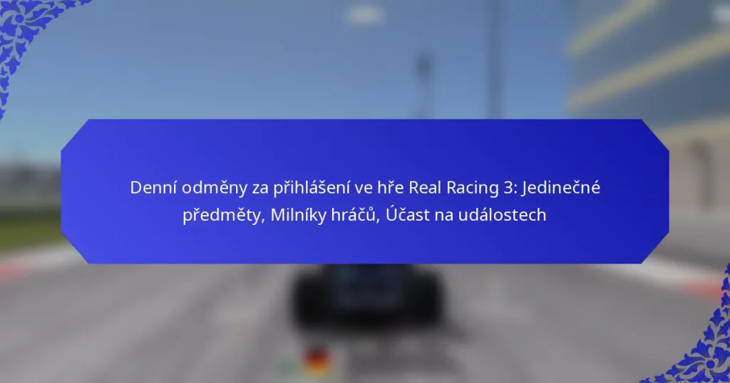 Denní odměny za přihlášení ve hře Real Racing 3: Jedinečné předměty, Milníky hráčů, Účast na událostech